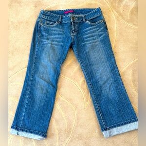 Ozoc Women’s Jeans Stretch Cropped with Cuffed Ankles M